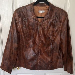 KIM ROGERS Brown Faux Snake Skin Lightweight Full Zip Jacket no size tag